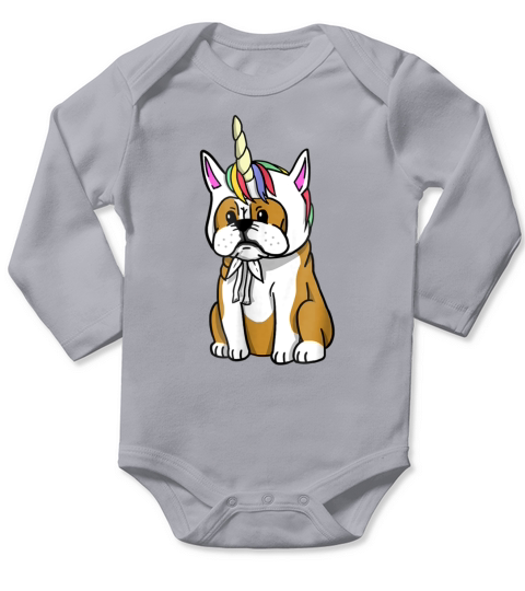 English Bulldog Unicorn T-Shirt Funny Dog Gift Shirt Long Sleeve Baby One-Piece