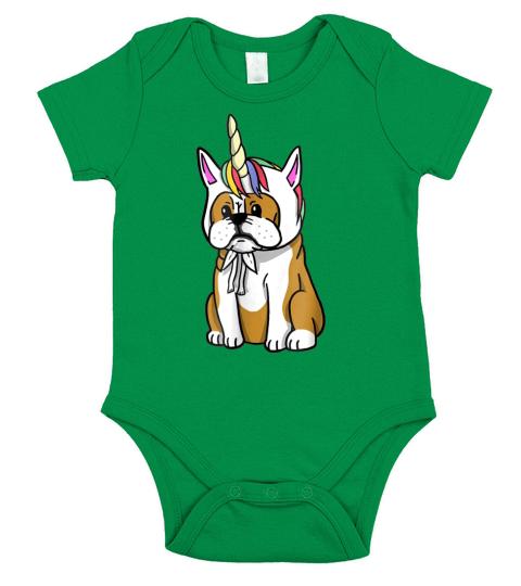 English Bulldog Unicorn T-Shirt Funny Dog Gift Shirt Short Sleeve Baby One-Piece