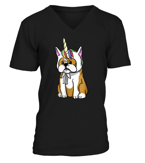 English Bulldog Unicorn T-Shirt Funny Dog Gift Shirt V-Neck T-shirt