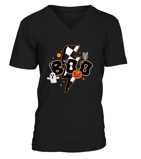 Retro Halloween Boo Vibes Ghouls V-Neck T-shirt