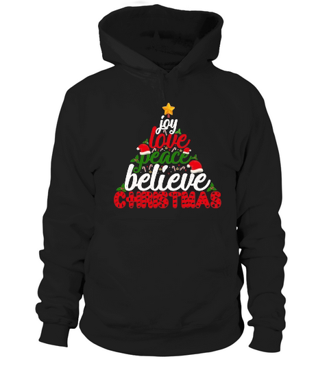 Joy Love Peace Believe Christmas Hoodie Unisex