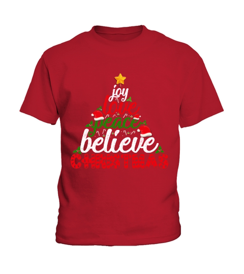 Joy Love Peace Believe Christmas Kids T-Shirt