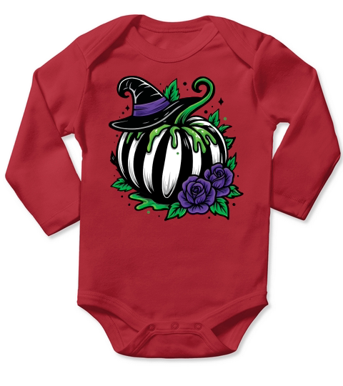 Halloween Pumpkin and Roses Long Sleeve Baby One-Piece