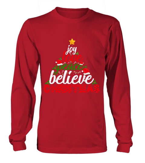 Joy Love Peace Believe Christmas Long sleeved Unisex