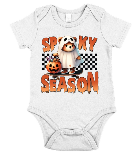 Halloween Ghost Spooky Trick Treat Short Sleeve Baby One-Piece