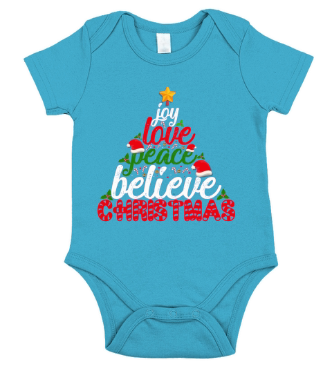 Joy Love Peace Believe Christmas Short Sleeve Baby One-Piece