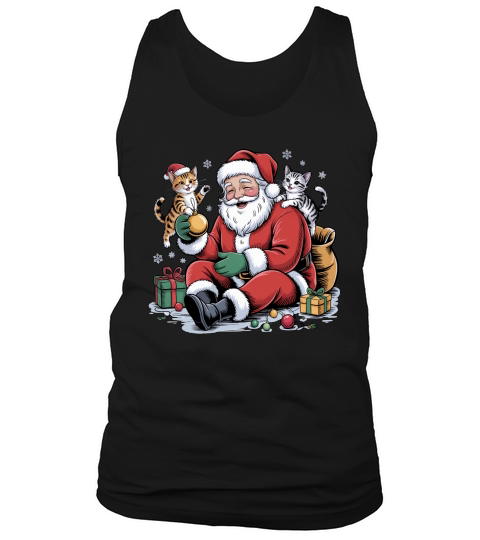 Cute Santa & Cat Holiday Sublimation Tank Top Unisex