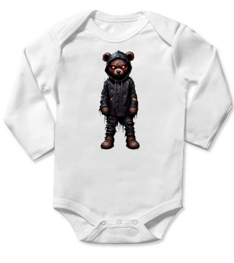 Red eyed bear  Watercolor Horror Halloween Long Sleeve Baby One-Piece