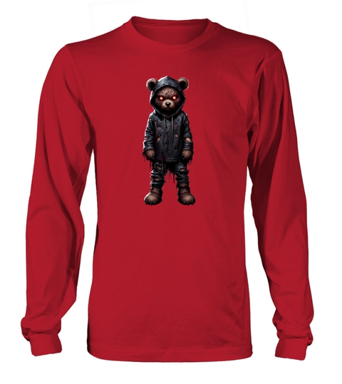 Red eyed bear  Watercolor Horror Halloween Long sleeved Unisex