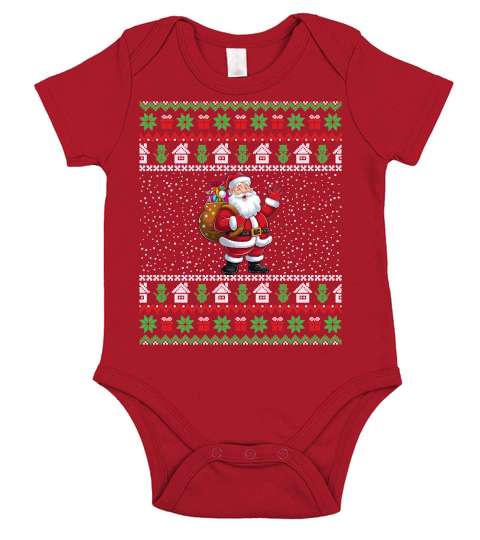 Funny Santa Gifts Christmas Ugly Short Sleeve Baby One-Piece