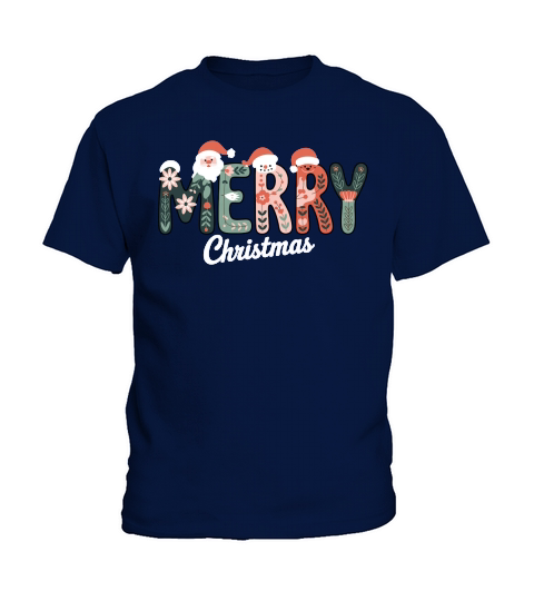Retro Merry Christmas Holiday Kids T-Shirt