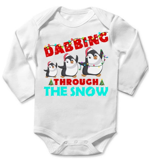 DABBING THROUGH THE SNOW   Christmas Day Design Long Sleeve Baby One-Piece