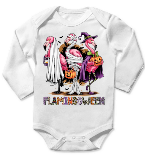 Flamingoween Spooky Flamingo Long Sleeve Baby One-Piece