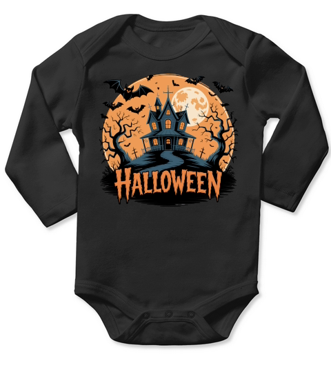 Spooky Halloween Design Long Sleeve Baby One-Piece