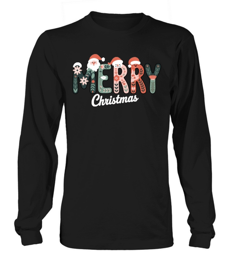 Retro Merry Christmas Holiday Long sleeved Unisex