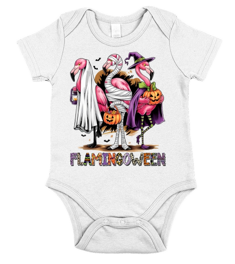 Flamingoween Spooky Flamingo Short Sleeve Baby One-Piece