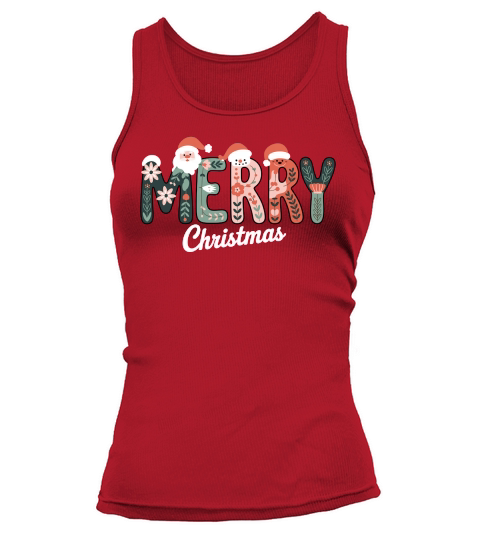 Retro Merry Christmas Holiday Tank top Woman