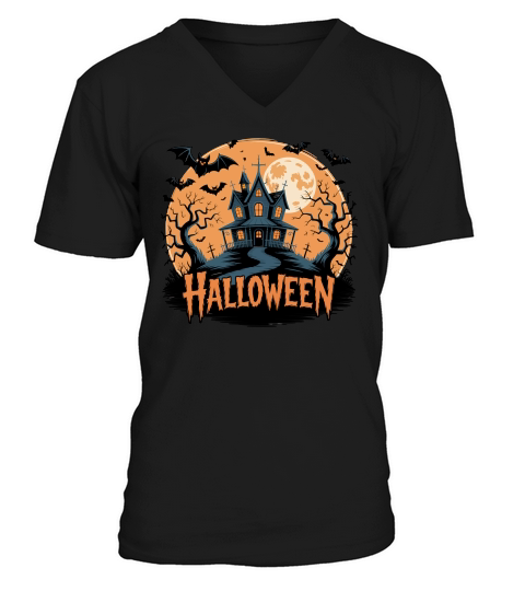Spooky Halloween Design V-Neck T-shirt
