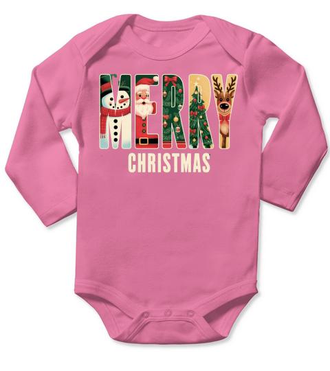 Festive Holiday Sublimation X mas Long Sleeve Baby One-Piece