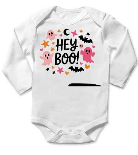 HEY BOO HALLOWEEN Long Sleeve Baby One-Piece