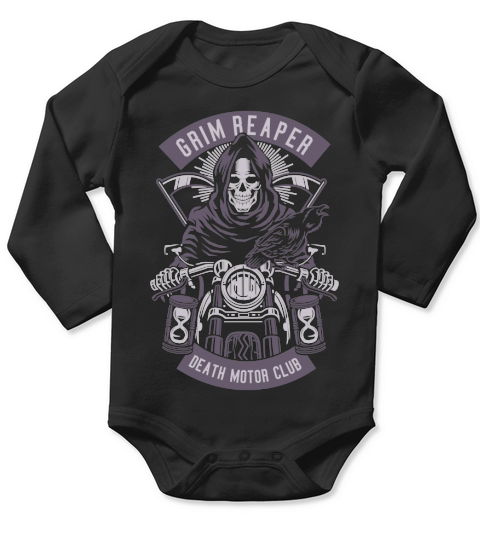 Grim Reaper Motorcycle Long Sleeve Baby One-Piece