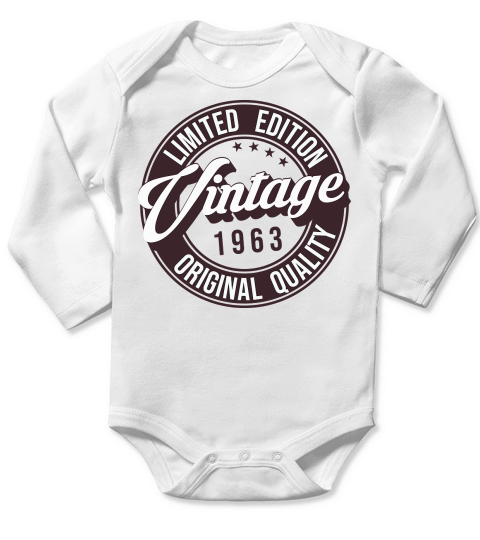 Limited Edition 1963 Vintage Original Long Sleeve Baby One-Piece Limited Edition 1963 Vintage Original Long Sleeve Baby One-Piece