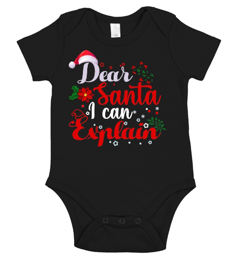 DEAR SANTA I CAN EXPLAIN   Christmas Day Design Short Sleeve Baby One-Piece