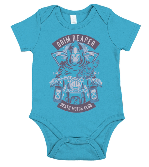 Grim Reaper Motorcycle Short Sleeve Baby One-Piece