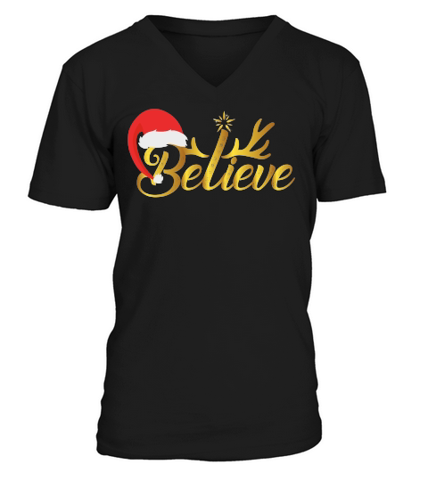 BELIEVE   Christmas Day Design V-Neck T-shirt