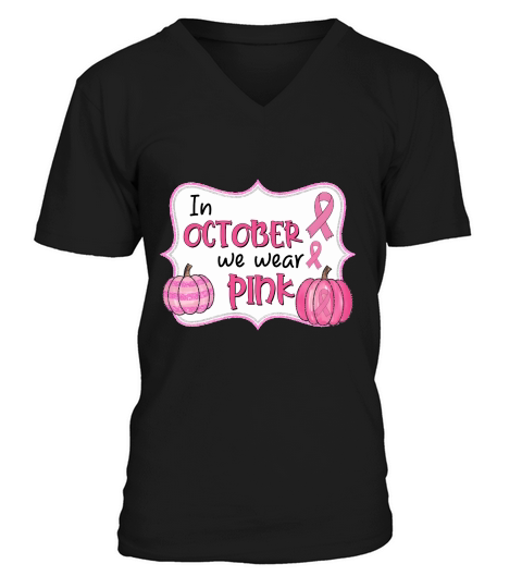 October Pink Awareness Pumpkin V-Neck T-shirt