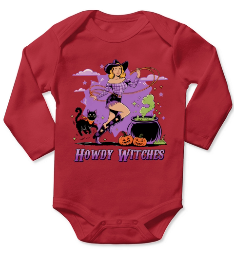 Howdy Witches Purple Witch Long Sleeve Baby One-Piece
