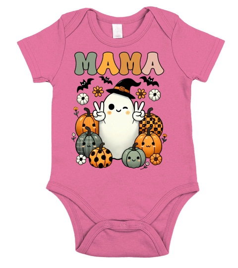Retro Halloween Mama Sublimation Short Sleeve Baby One-Piece