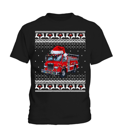 Firefighter Christmas Ugly Kids T-Shirt