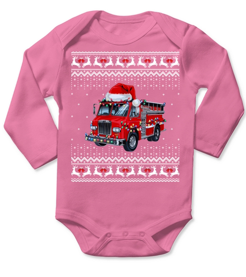 Firefighter Christmas Ugly Long Sleeve Baby One-Piece