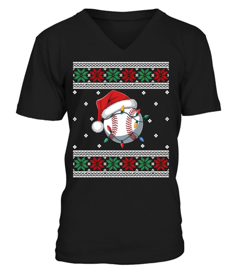 Ugly Christmas Holiday Baseball V-Neck T-shirt