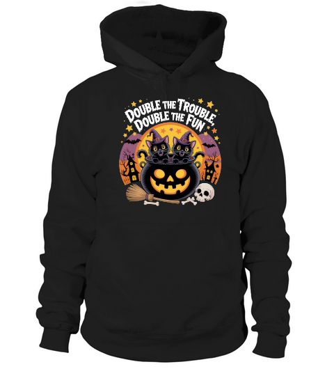 Double the Trouble Halloween Cats Hoodie Unisex