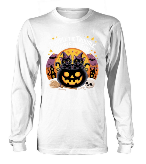 Double the Trouble Halloween Cats Long sleeved Unisex