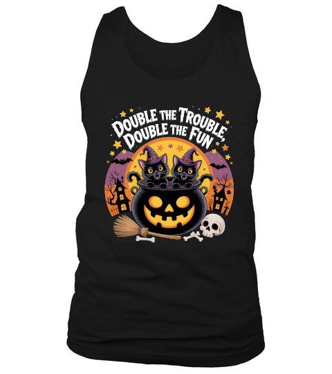 Double the Trouble Halloween Cats Tank Top Unisex