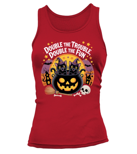 Double the Trouble Halloween Cats Tank top Woman