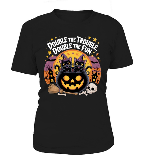 Double the Trouble Halloween Cats Women's T-Shirt