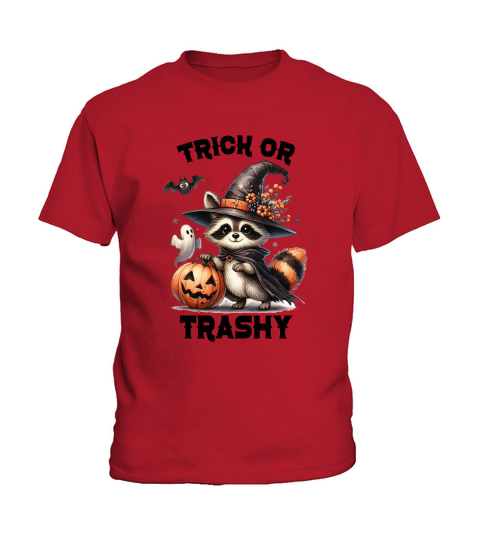 Trick Or Trash Stay Trashy Racoon Kids T-Shirt