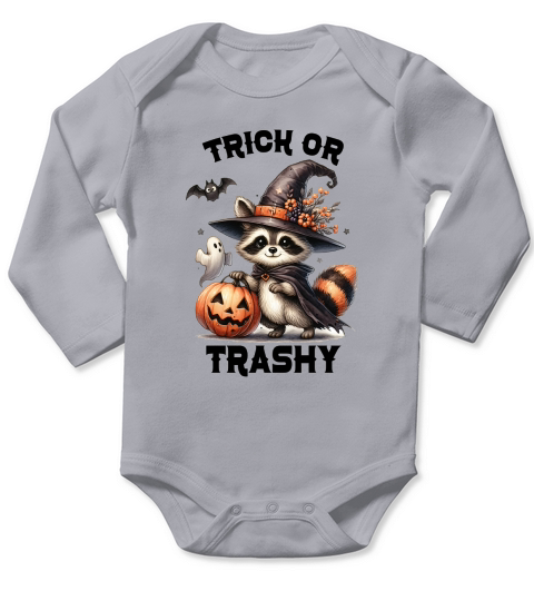Trick Or Trash Stay Trashy Racoon Long Sleeve Baby One-Piece