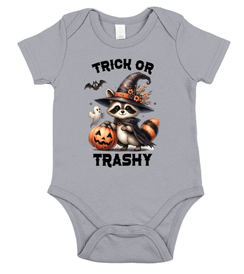 Trick Or Trash Stay Trashy Racoon Short Sleeve Baby One-Piece