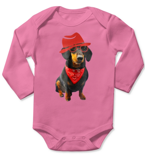 Awesome Crusoe The Celebrity Dachshund ,Dachshund Crusoe Kute Long Sleeve Baby One-Piece
