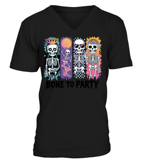 BONE TO PARTY HALLOWEEN V-Neck T-shirt