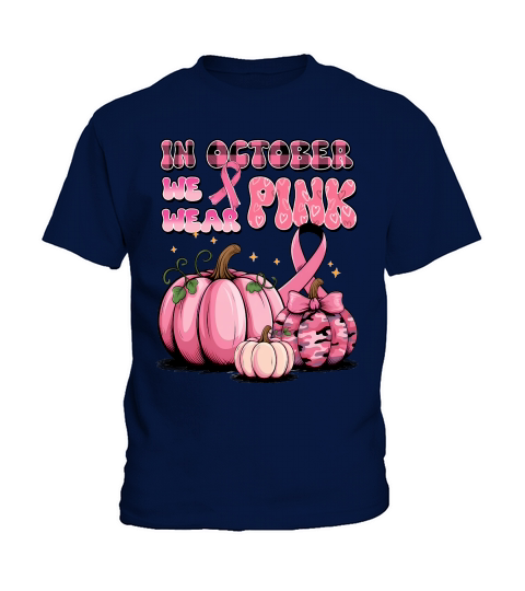 Pink October Pumpkin Breast Kids T-Shirt