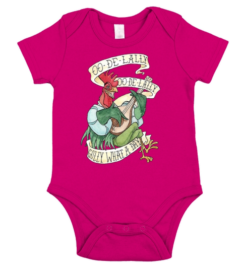 ALAN-A-DALE ROOSTER OO-DE-LALLY GOLLY WHAT A DAY Short Sleeve Baby One-Piece