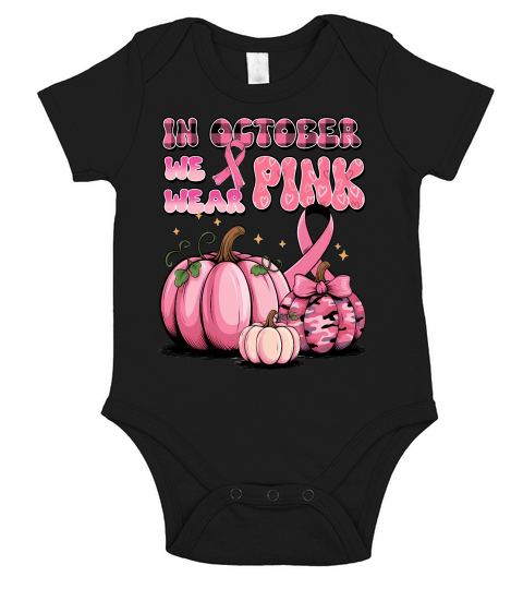 Pink October Pumpkin Breast Short Sleeve Baby One-Piece