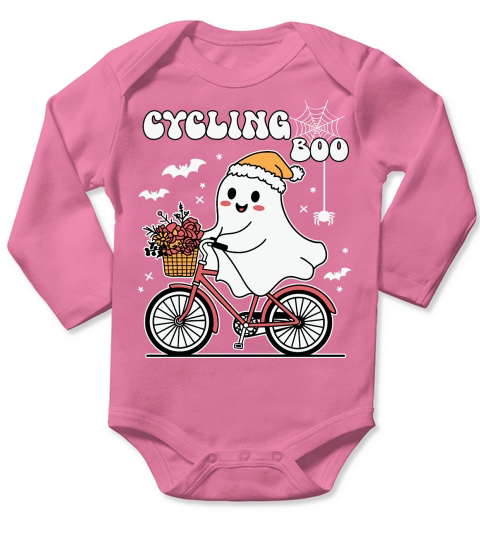 Cycling Boo Halloween Cycopath Club Long Sleeve Baby One-Piece