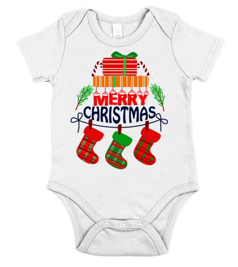Christmas Day Design Short Sleeve Baby One-Piece